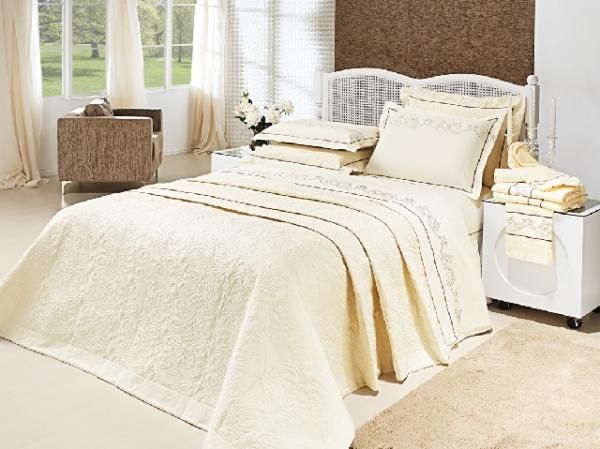 Kit Casal  Queem Arabesco 5peças bordado