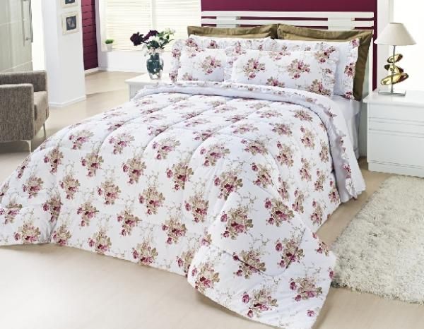 Jogo de cama 200 fios 4 peças queem Divini bouquet