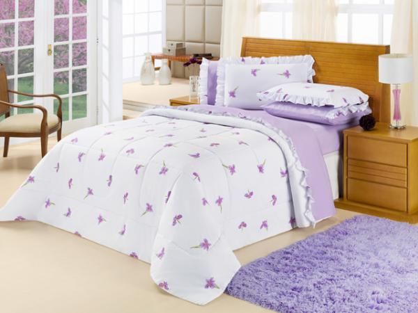 Jogo de cama 200 fios 4 peças queem Divini Orquidea