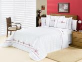 Jogo de cama Lovely 150 fios 4 peças queem  Branco bordado
