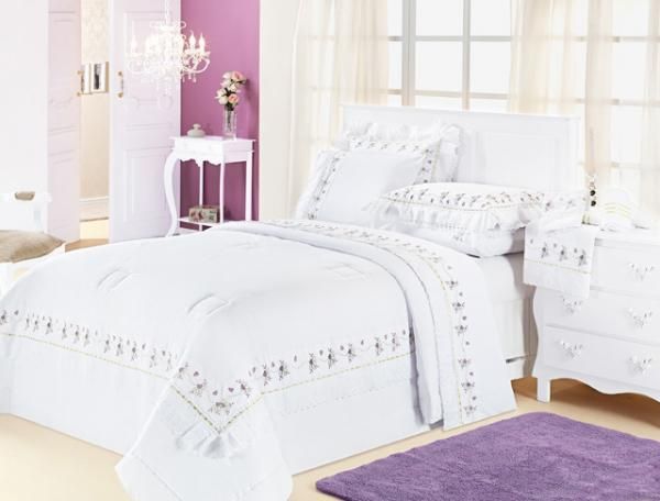 Jogo de cama 200 fios 4 peças queem L´amour Branco